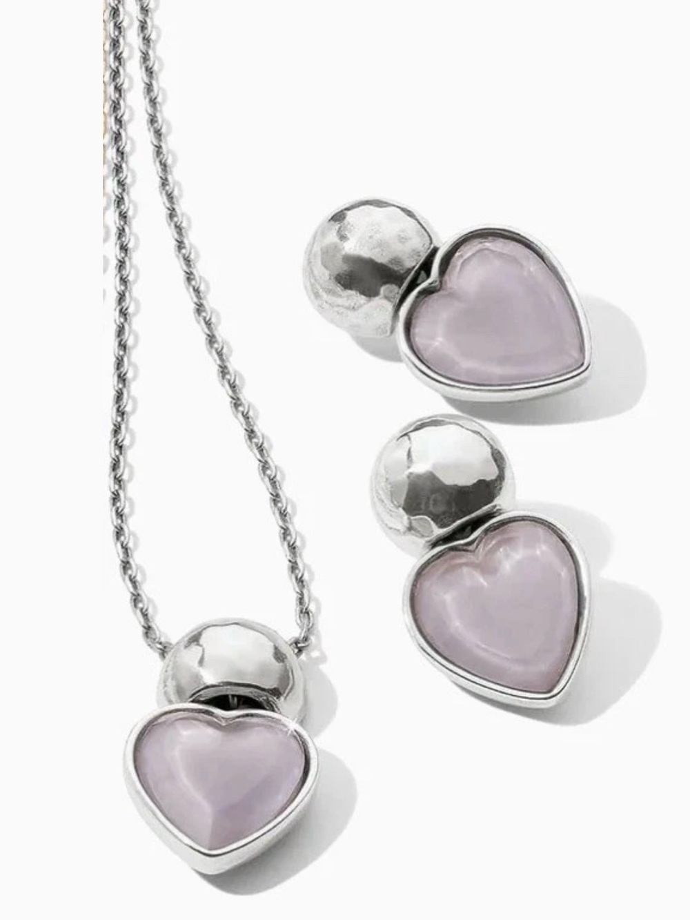 Brighton Purple LOVING HEART Silver Plated German Glass Set NWT MSRP $196